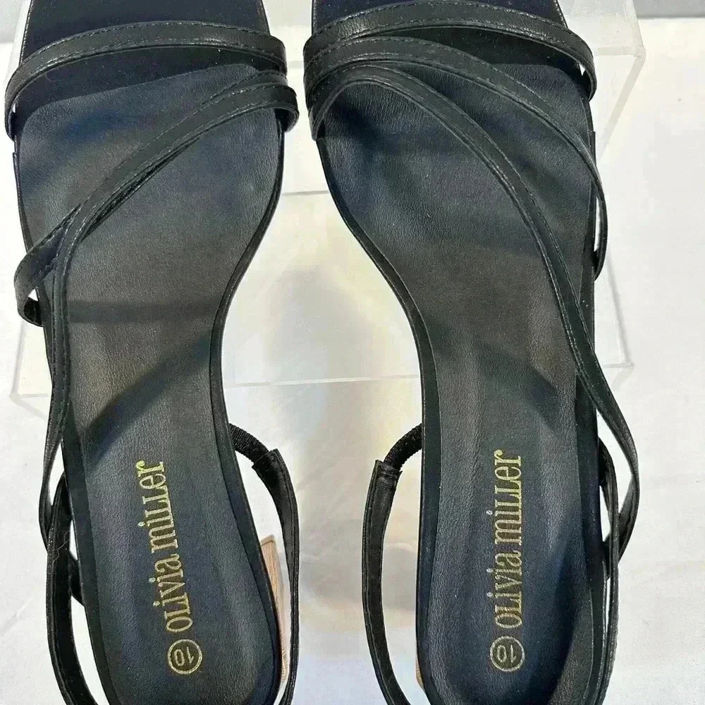 Olivia Miller Black Strappy Slingback Sandals size 10